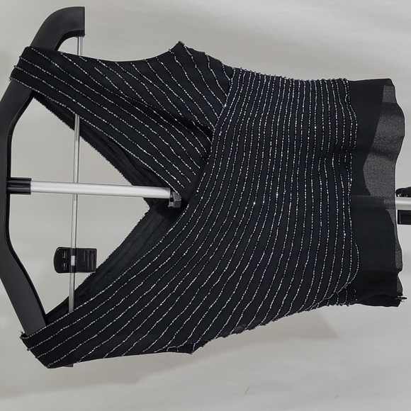 JKARA Fully Beaded Black Sleeveless Mini Tank Top SZ S - Picture 6 of 10